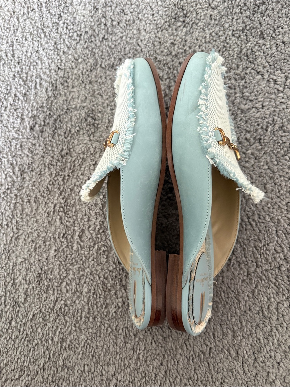 Sam Edelman Linnie Women's Robin Egg Blue Fray Mule - Picture 3 of 7